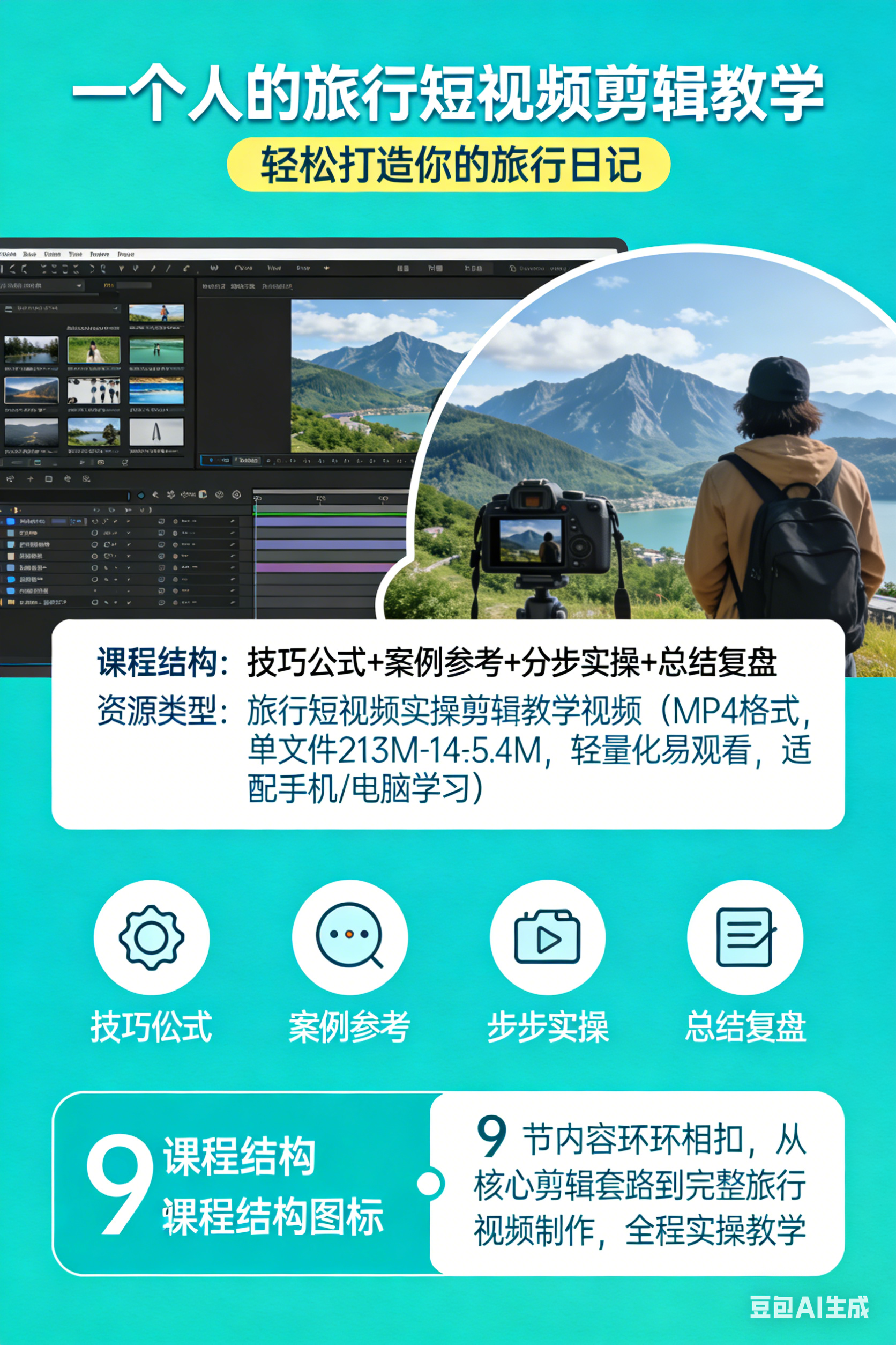 一个人的旅行短视频剪辑教学:轻松打造你的旅行日记(旅行剪辑课)-六美分资源网