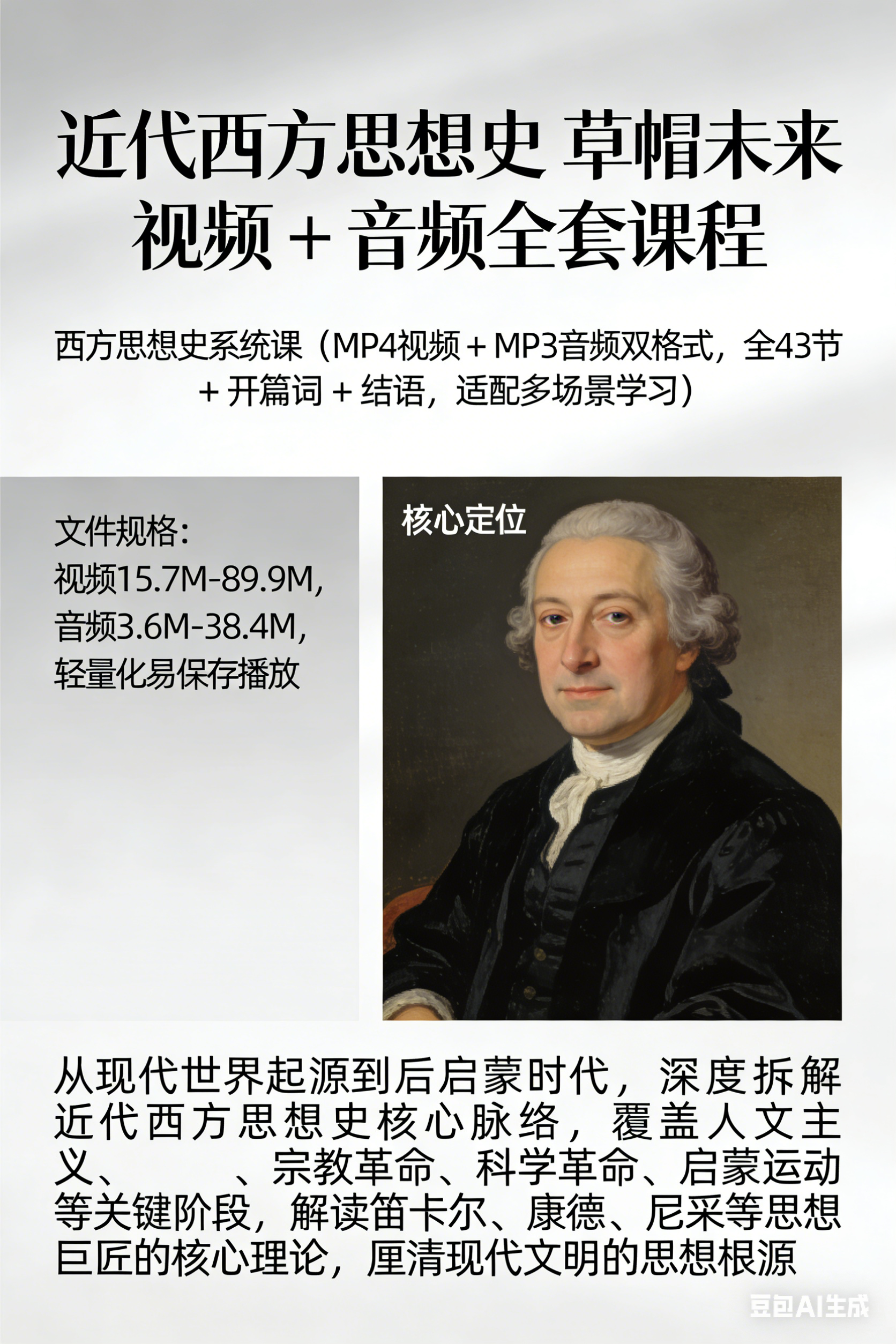 近代西方思想史 草帽未来 视频 + 音频全套课程-六美分资源网